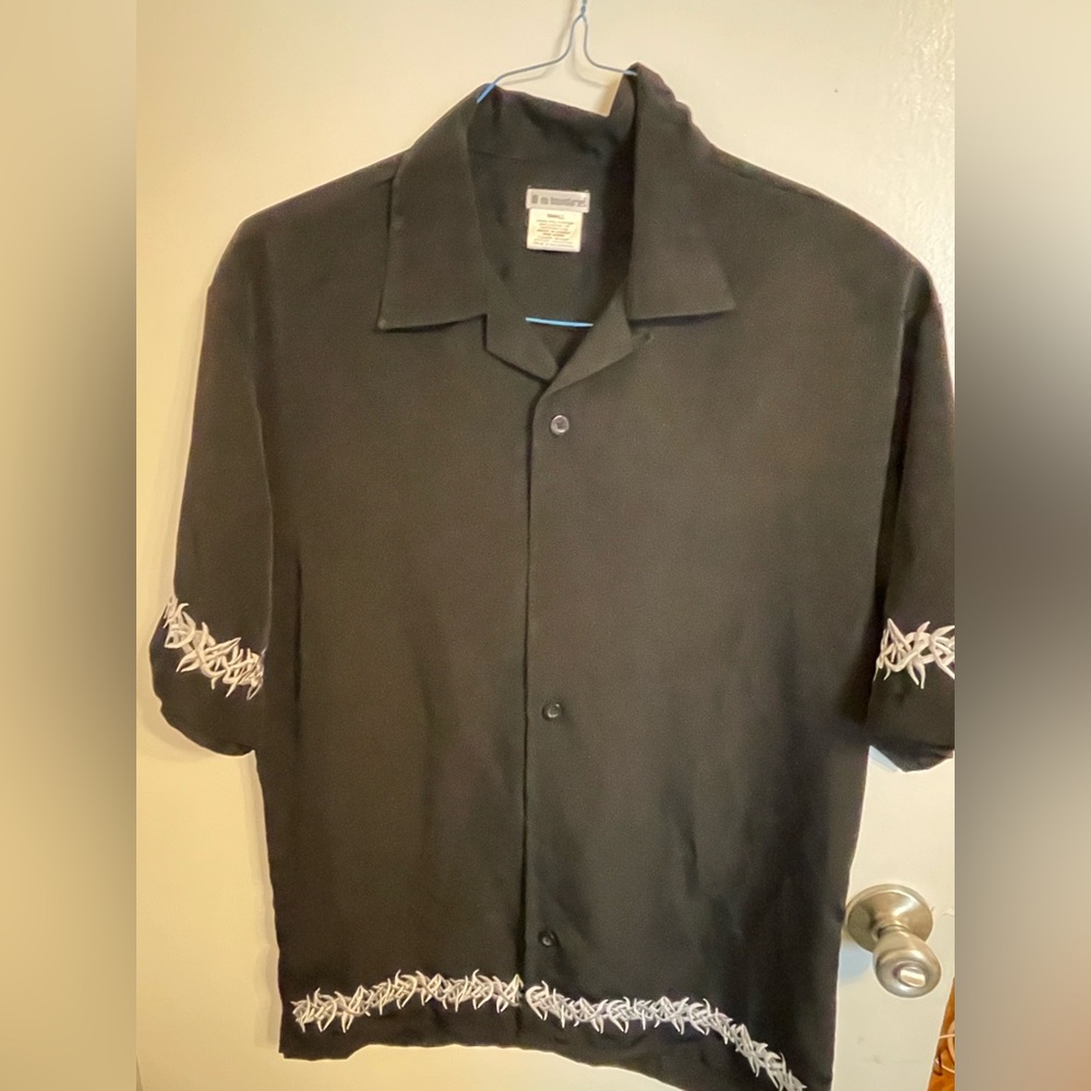 No Boundaries Black Shirt Jacket with White Detailing